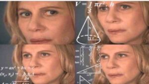 Il meme "Math Lady / Confused Lady" si riferisce a immagini o gif dell'attrice brasiliana Renata Sorrah che interpreta Nazaré Tedesco in una scena della telenovela Senhora do Destino. Le immagini sono spesso utilizzate come immagini di reazione per esprimere confusione.