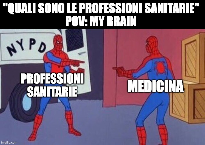 Spider-Man che punta l'Uomo Ragno si riferisce a un'immagine dell'episodio del cartone animato Spider-Man degli anni '60 in cui due persone con il costume dell'Uomo Ragno si indicano a vicenda.