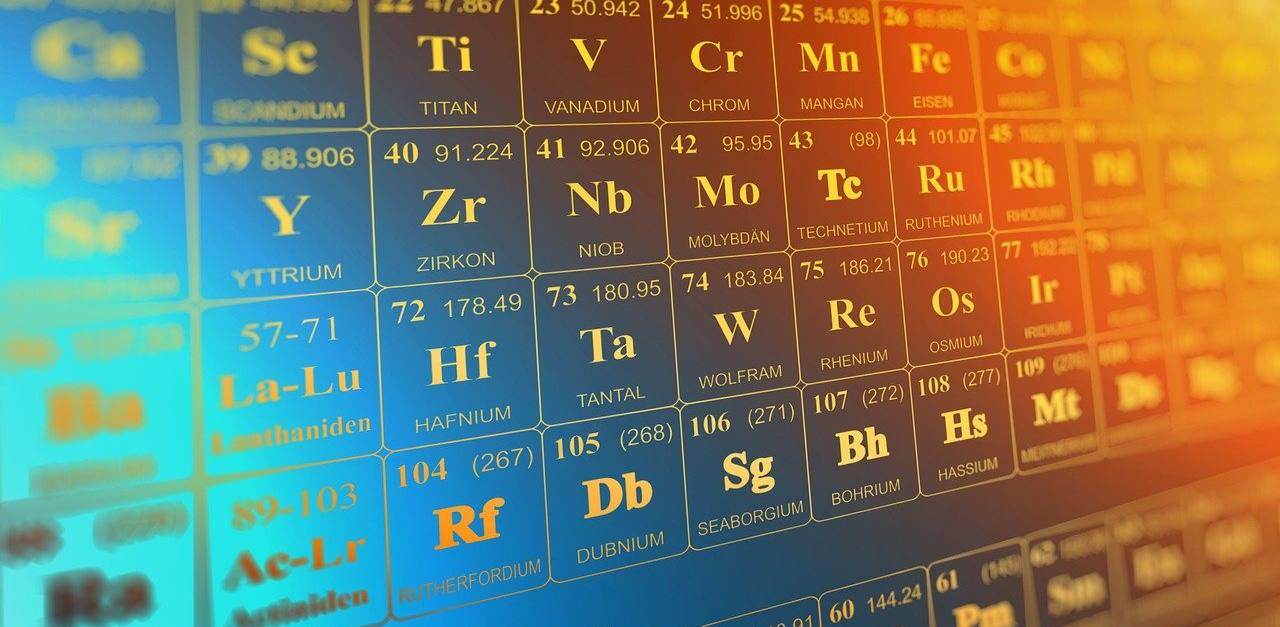 Tavola periodica con effetto gradiente.