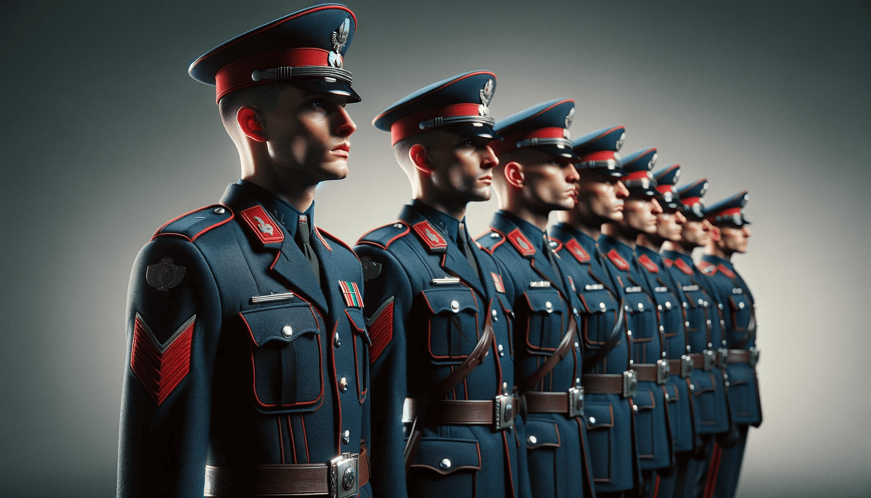 Carabinieri in uniforme ufficiale dell'Arma dei Carabinieri mentre stanno per eseguire il saluto militare.