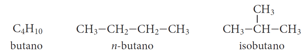 Isomeri di catena, che differiscono per il modo diverso in cui gli atomi di carbonio sono legati nella catena carboniosa.