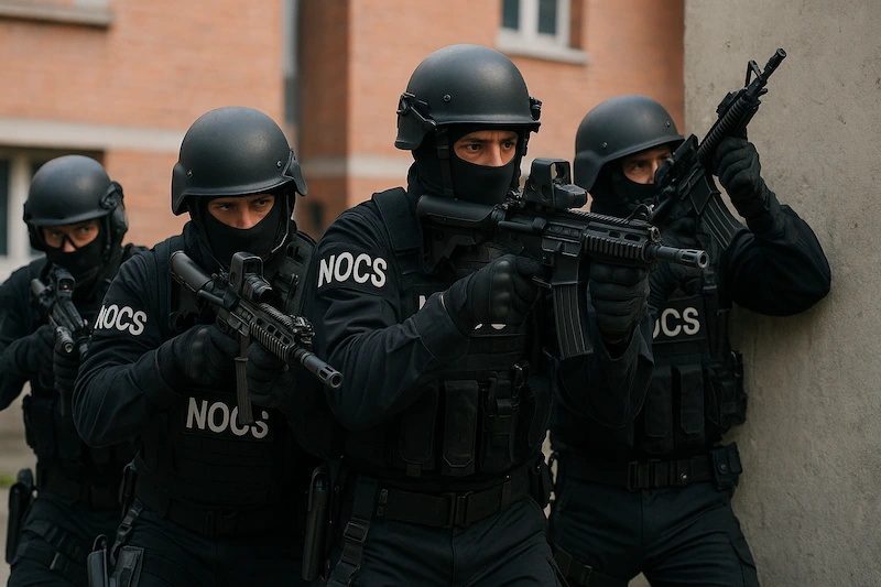 operatori durante un addestramento mostrano come entrare nei nocs