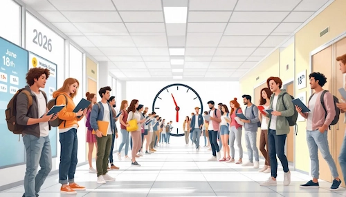 studenti in fila per sostenere la maturità 2026
