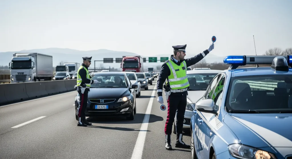 la polizia stradale effettua un fermo in autostrada