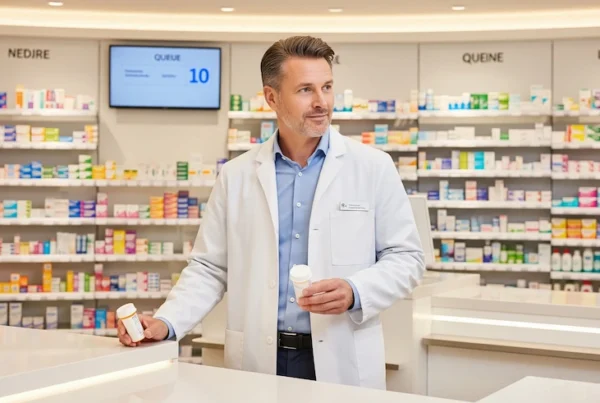 come diventare farmacista mostrato da un farmacista dietro un bancone