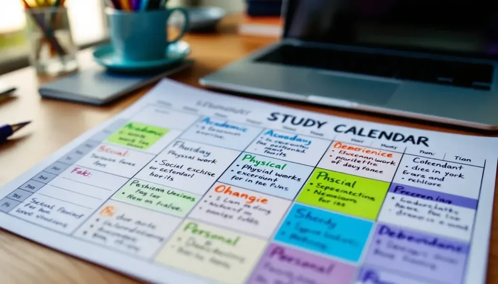 calendario mostra come impostare lo studio per studiare velcoemente