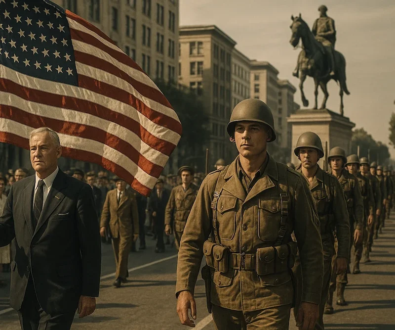 parata della vittoria usa dopo la seconda guerra mondiale, rappresentativo del riassunto di storia del 900 per la maturità