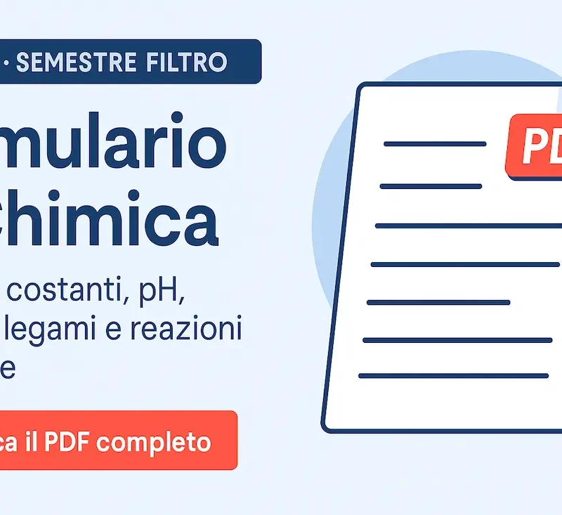 immagine di copertina del formulario di chimica per il semestre filtro che mostra tutte le formule dell'esame