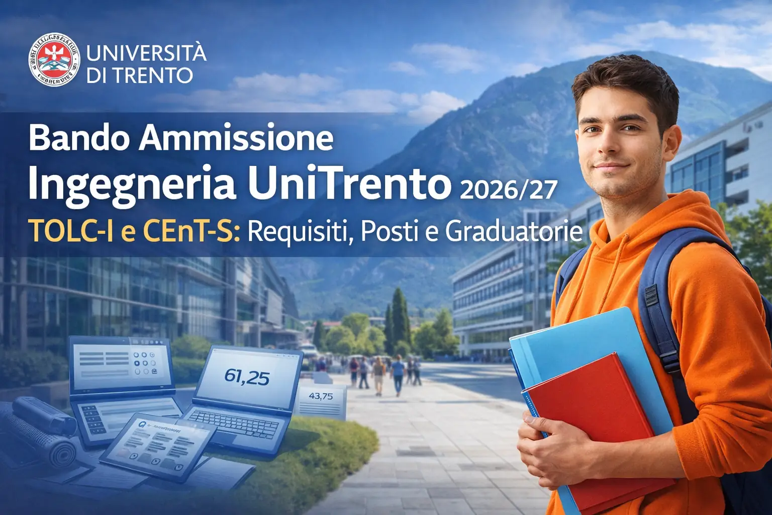 Bando ammissione Ingegneria UniTrento 2026/27: TOLC-I e CEnT-S, requisiti, posti, date e graduatorie