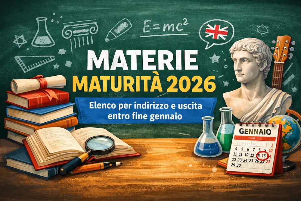 Materie Maturità 2026: seconda prova + 4 discipline del colloquio
