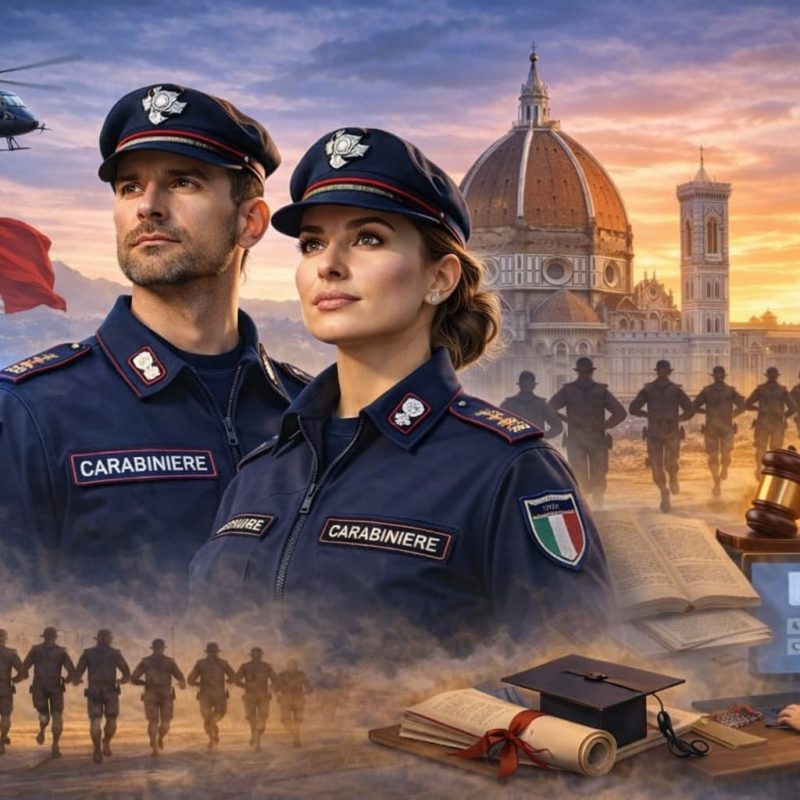copertina per l'articolo Concorso 898 Marescialli dell'Arma dei Carabinieri 2026 che mostra due poliziotti in posa.