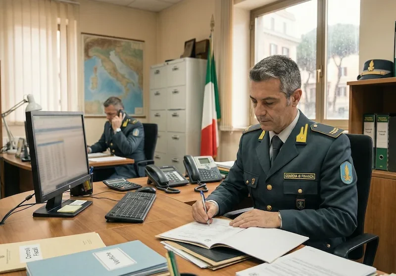 immagine di copertina per l'articolo sullo stipendio nella guardia di finanza 2026 rappresentante un finanziere intento a lavorare in ufficio
