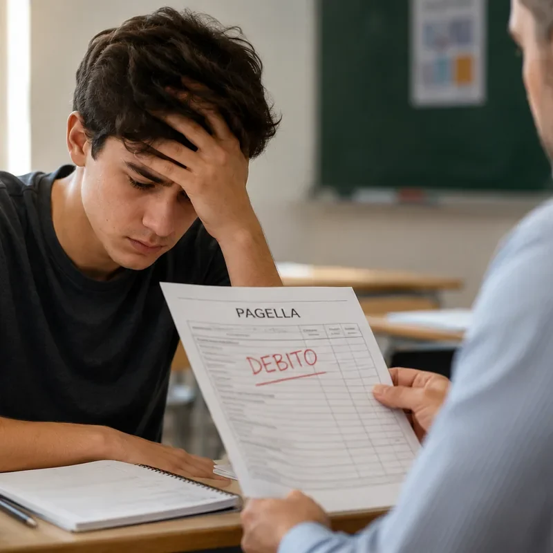 Studente riceve la pagella con un debito scolastico da recuperare all'esame di riparazione di settembre