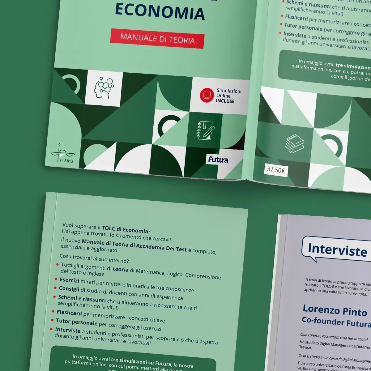 Interni e copertina del manuale di preparazione (teoria) per il tolc-e