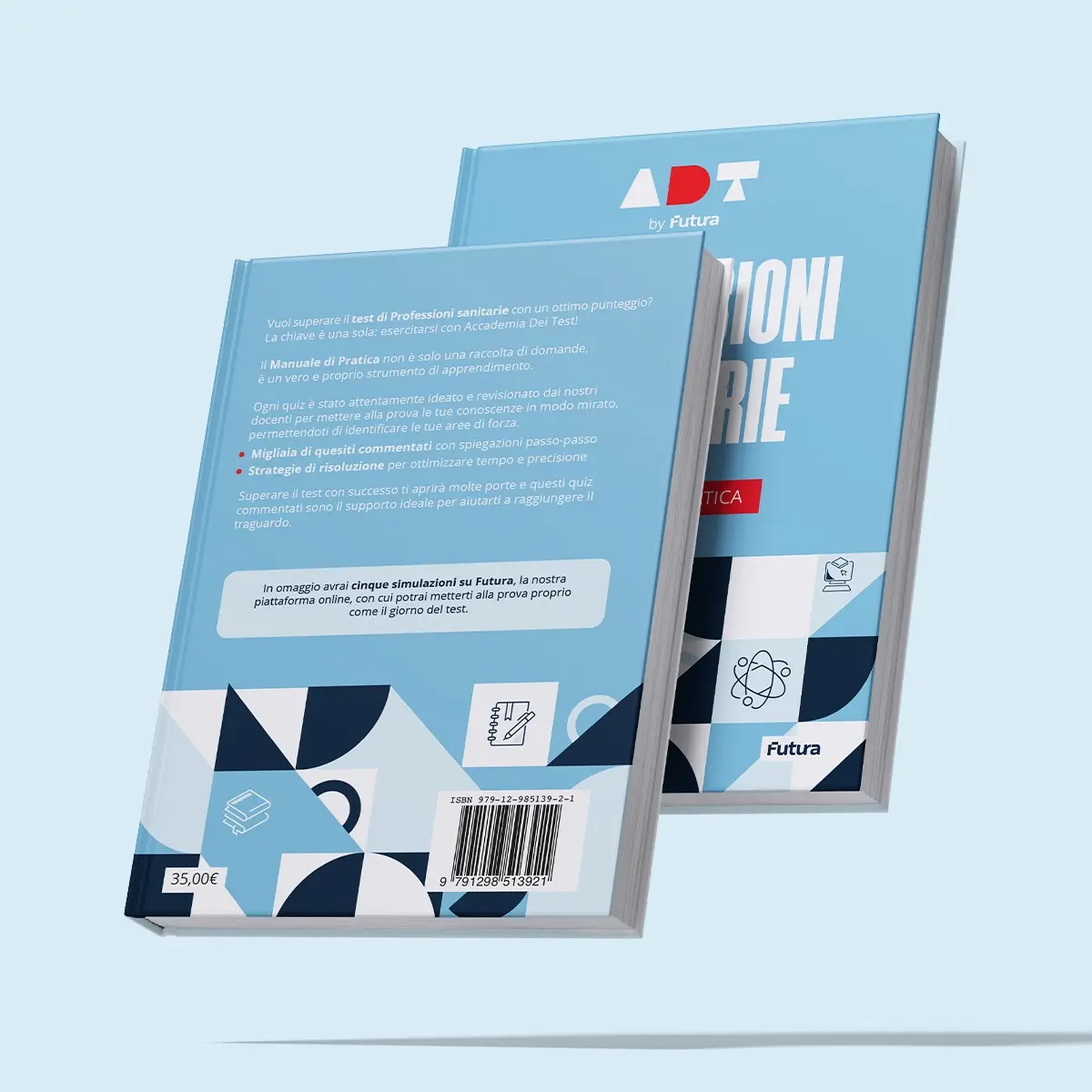 Fronte e retro della copertina del Manuale di preparazione (Pratica) per il test di Professioni Sanitarie