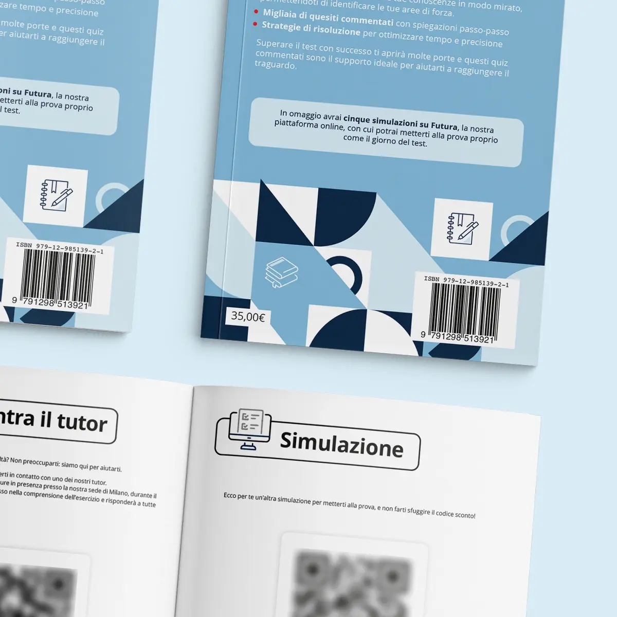 Interni e copertina del manuale di preparazione (Pratica) per il test di Professioni Sanitarie